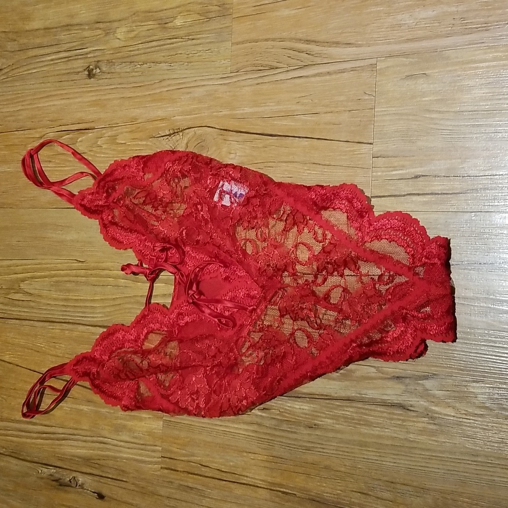 NAP red intimate suit string and lace up front sz M